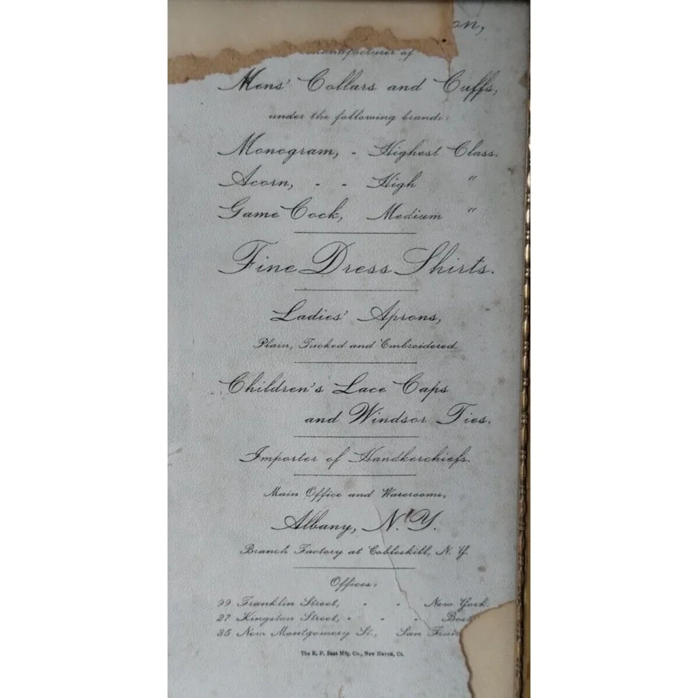 Antique Calendar with Days on the Side - 1892 - Clothing Advertisement - Damaged